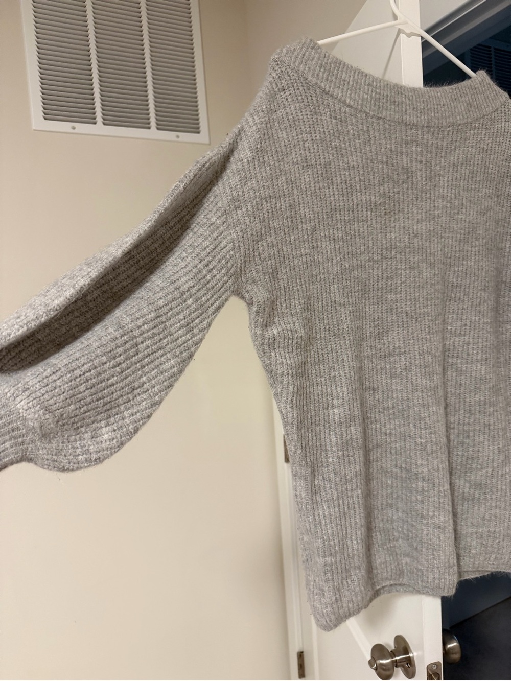 Express Gray Off-the-Shoulder Ribbed Sweater - Picture 2 of 3